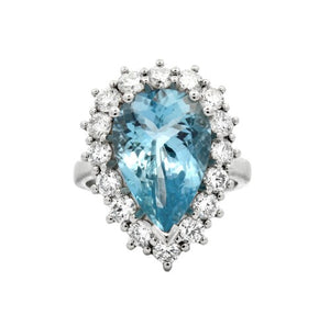 5.49ct aquamarine & diamond cocktail ring, platinum, G/H colour, SI clarity
