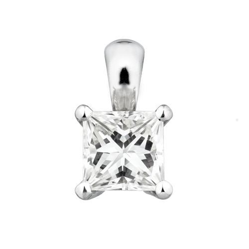 0.50ct princess cut diamond solitaire pendant, 18kt white gold, G/H colour, SI clarity