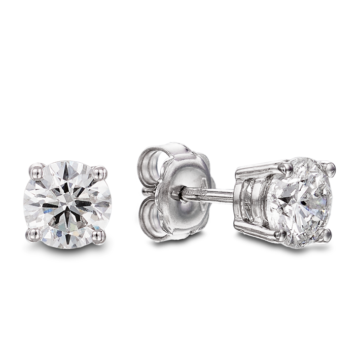 0.72ct diamond stud earrings set in 18kt white gold, G/H colour, SI1-2 clarity