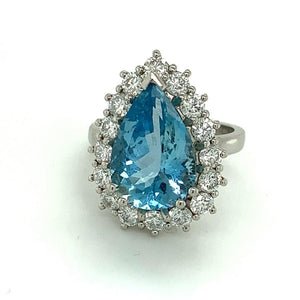 5.49ct aquamarine & diamond cocktail ring, platinum, G/H colour, SI clarity