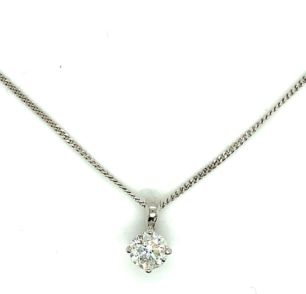 0.40ct round brilliant diamond pendant, 18kt white gold, G/H colour, SI clarity