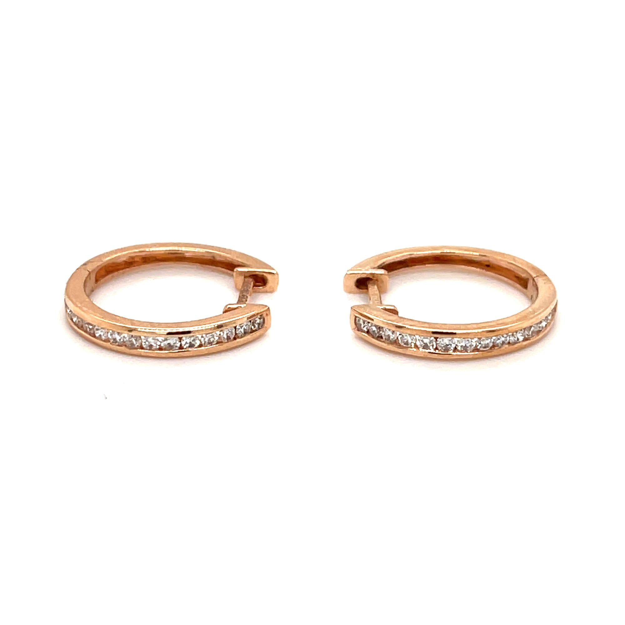 0.28ct diamond hoop earrings set in 18kt rose gold, H/I colour, SI clarity