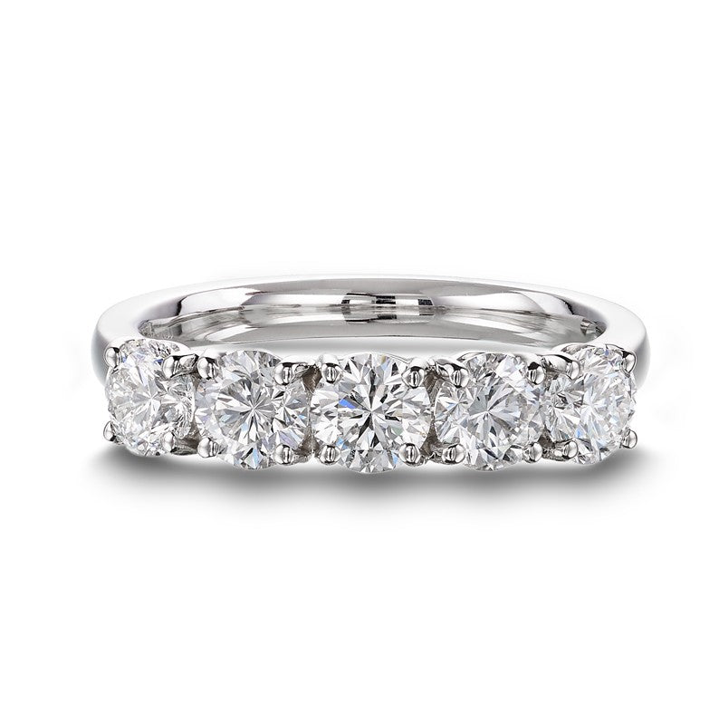 4.07ct round brilliant diamond 5 stone ring set in platinum