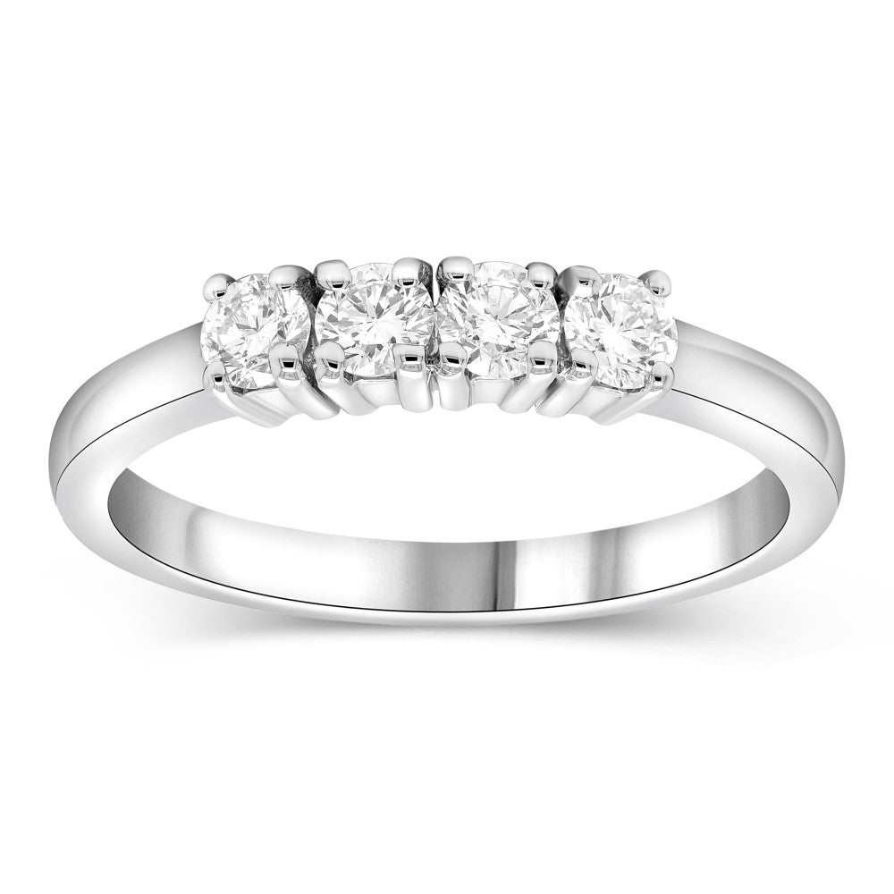 0.74ct round brilliant diamond 4 stone eternity ring set in 18ct white gold