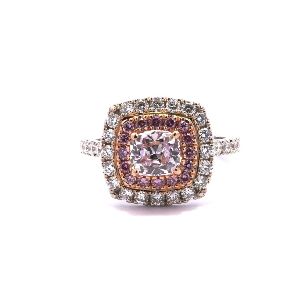 1.78ct natural light pink diamond engagement ring set in platinum, GIA certified