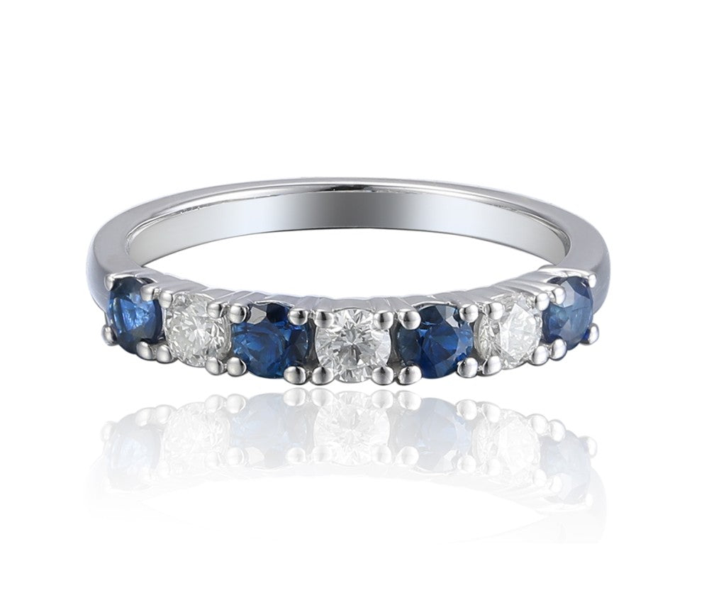 0.52ct sapphire & diamond eternity ring set in platinum