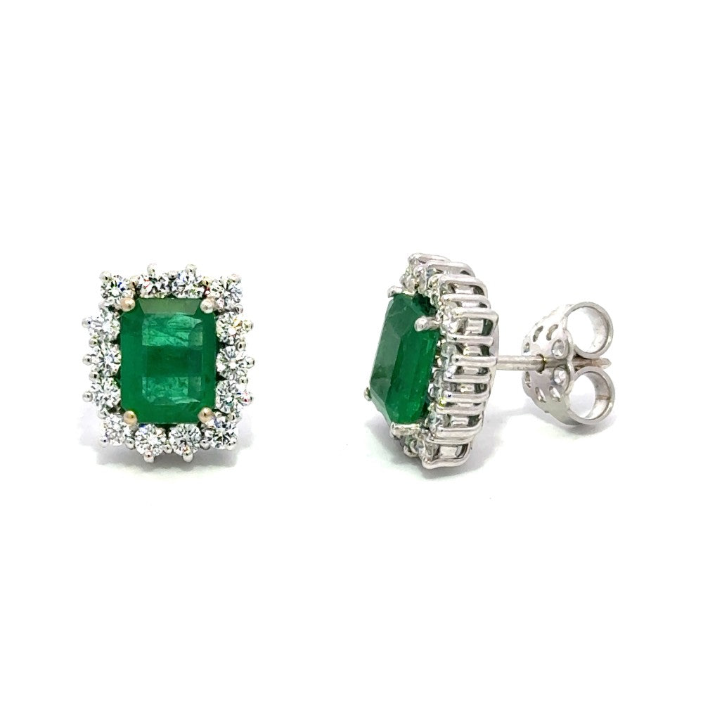 3.73ct emerald & diamond earrings set in 18ct white gold