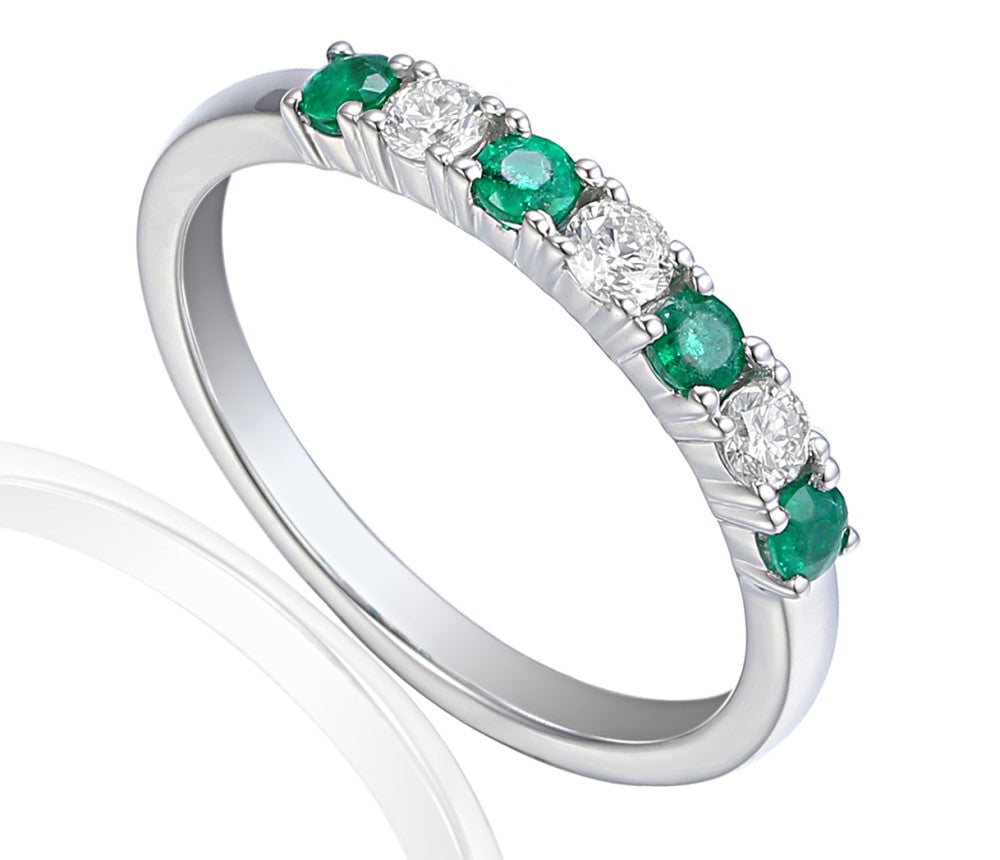 0.60ct emerald & diamond eternity ring set in platinum