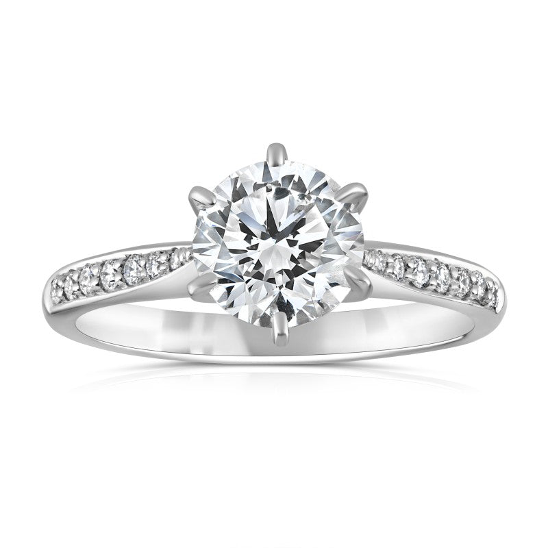 1.30ct natural diamond engagement ring, round brilliant cut, H colour, SI2 clarity, IGI certified. Platinum