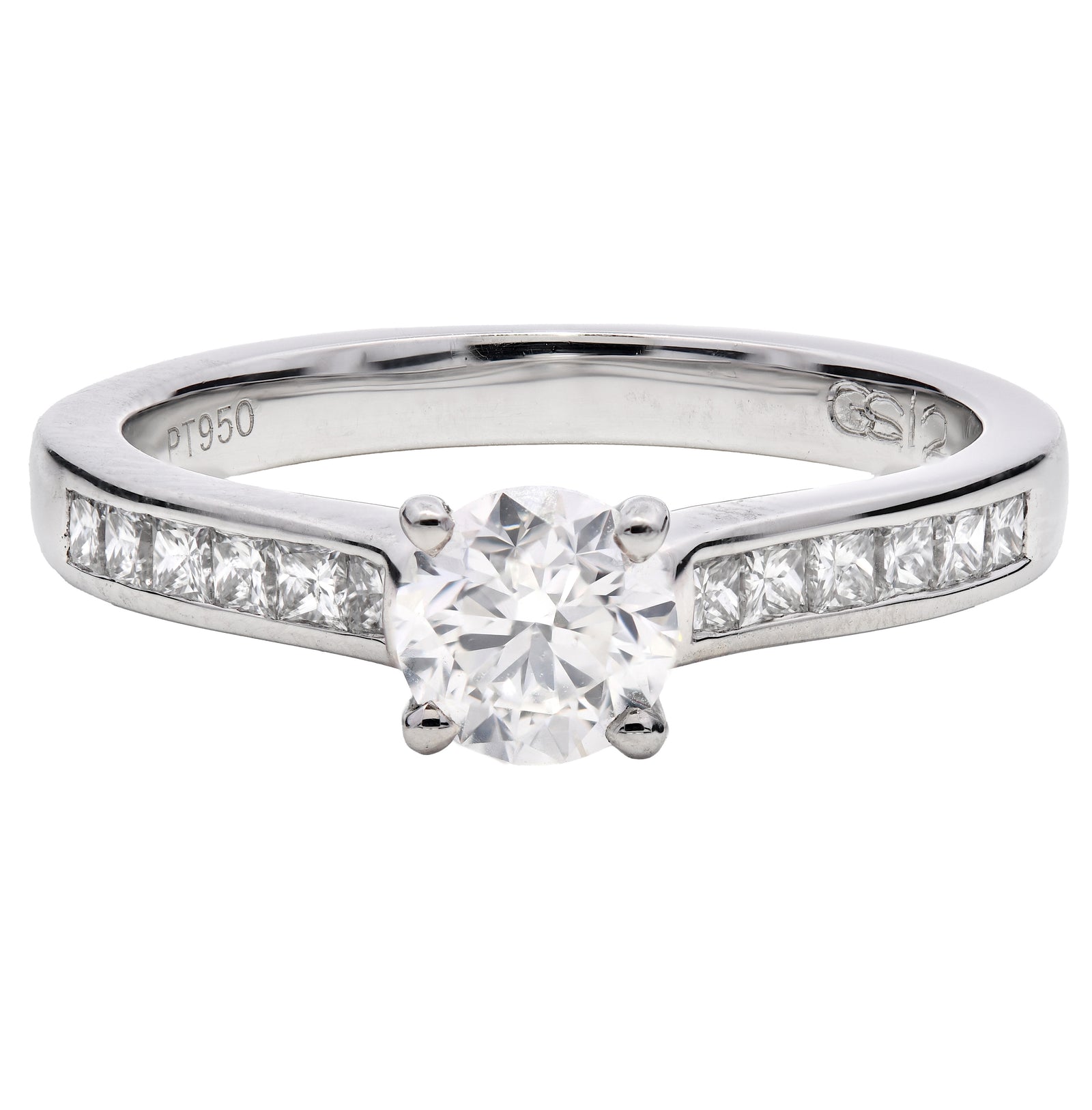 0.40ct natural diamond engagement ring, round brilliant cut, D colour, SI2 clarity, GIA certified. Platinum