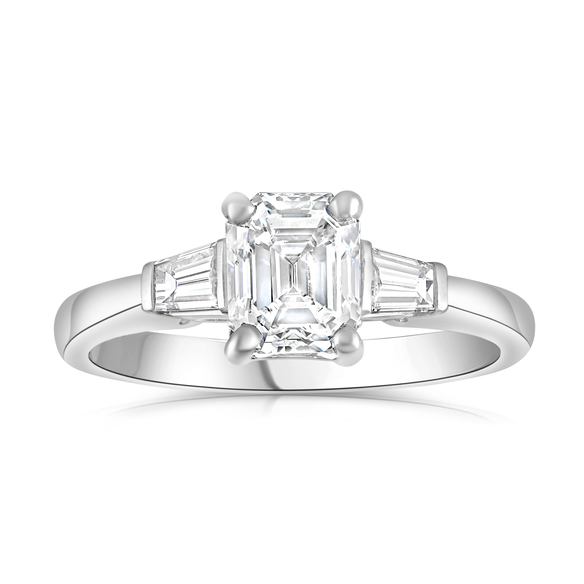 0.83ct radiant cut diamond engagement ring, platinum, E colour, VS2 clarity, GIA certified