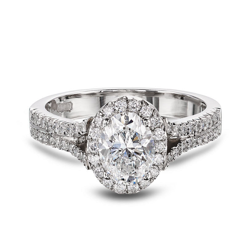 SOLD - 1.32ct natural diamond engagement ring, oval cut, E colour, SI1 clarity, GIA certified. Platinum