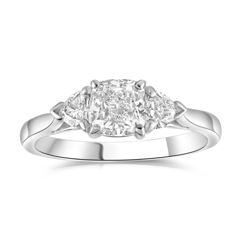 1.28ct natural diamond engagement ring, cushion cut, E colour, SI1 clarity, GIA certified. Platinum