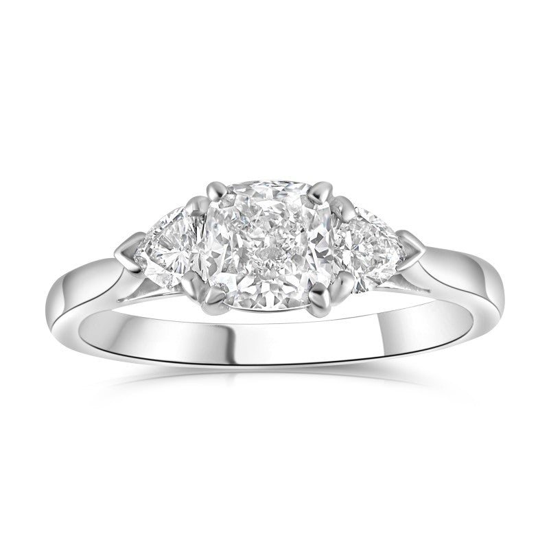 1.28ct cushion cut diamond engagement ring, platinum, E colour, SI1 clarity, GIA certified