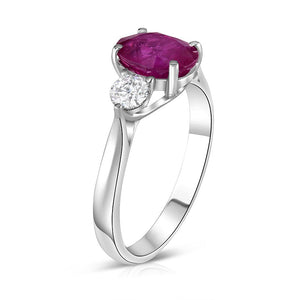 2.23ct ruby & diamond engagement ring set in 18kt white gold
