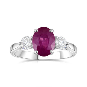 2.23ct ruby & diamond engagement ring set in 18kt white gold