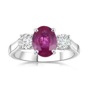 1.80ct ruby & diamond engagement ring set in 18ct white gold