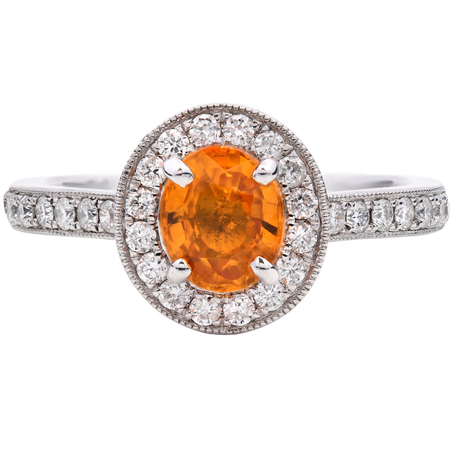 1.16ct yellow sapphire & natural diamond engagement ring, oval cut set in 18ct white gold. WGI certified