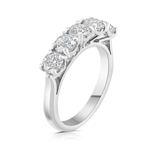 3.02ct 5 stone diamond ring, F-G colour, SI2 clarity set in platinum