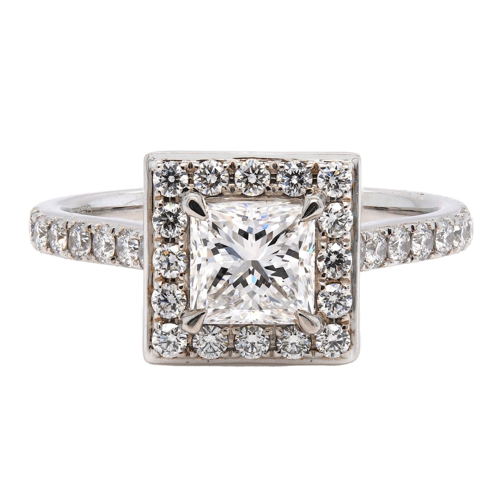 SOLD - 1.14ct natural diamond engagement ring, princess cut, D colour, SI1 clarity, GIA certified. Platinum