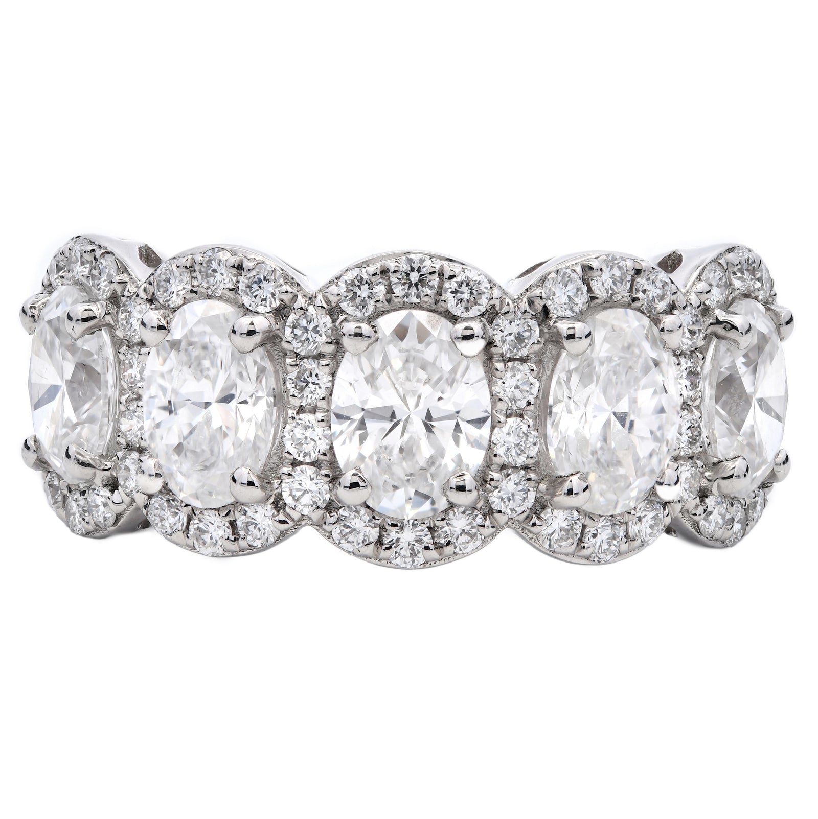 SOLD - 3.12ct natural diamond 5 stone ring, oval cut, E-F colour, SI1 clarity, GIA certified. Platinum