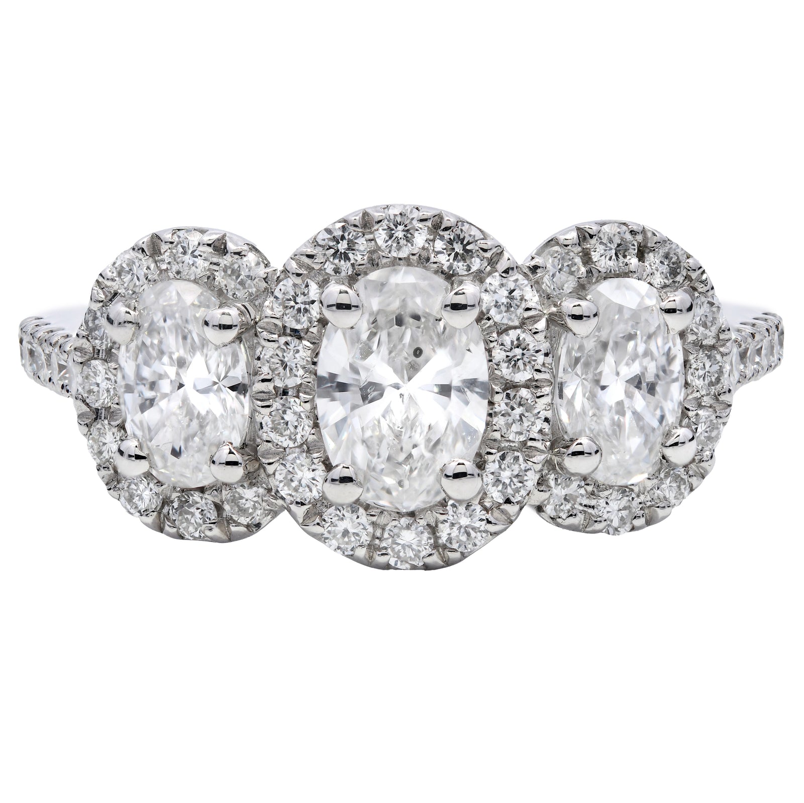 SOLD - 1.29ct oval cut diamond engagement ring, platinum halo