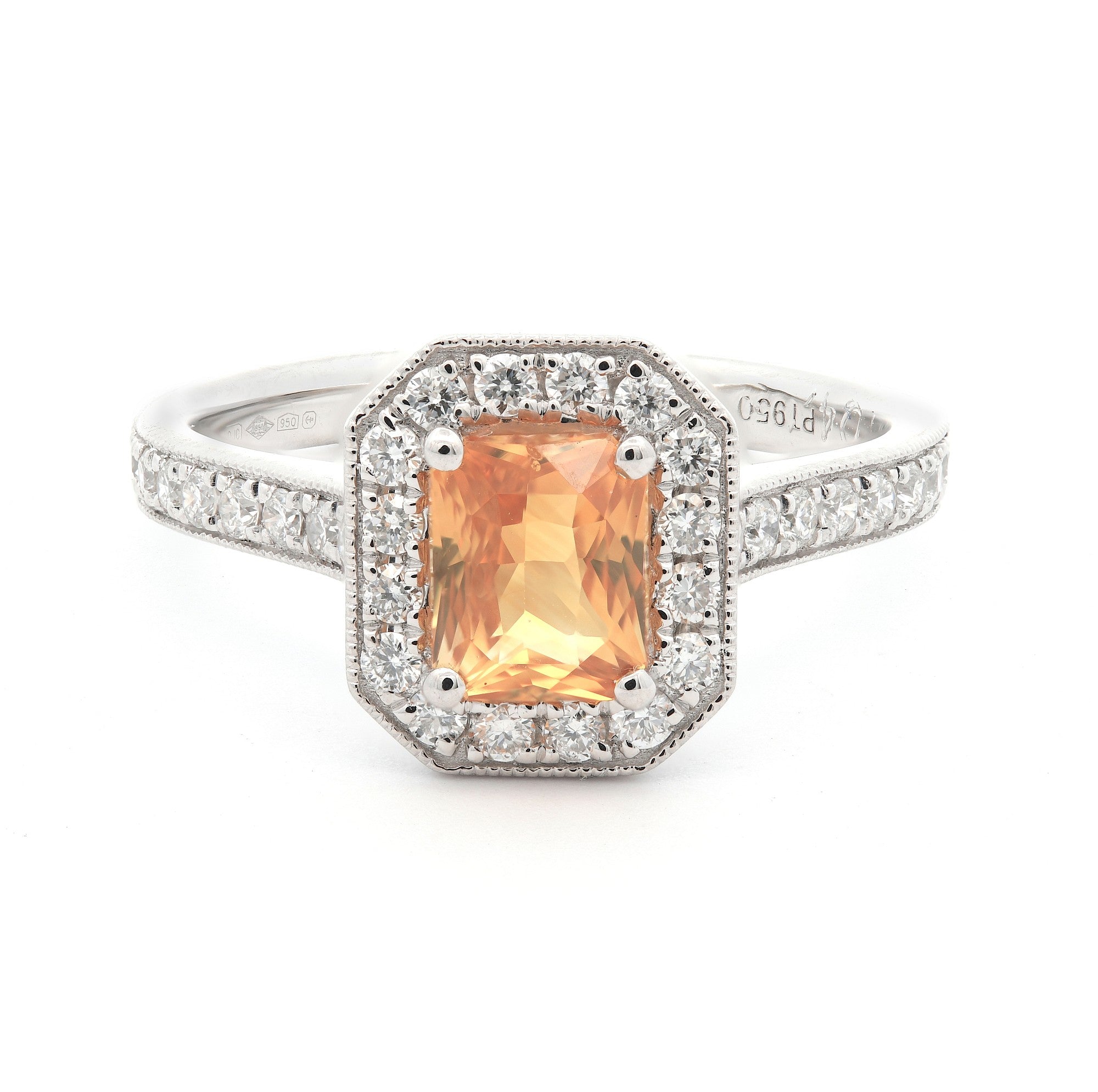 1.40ct yellow sapphire & diamond ring set in a platinum halo