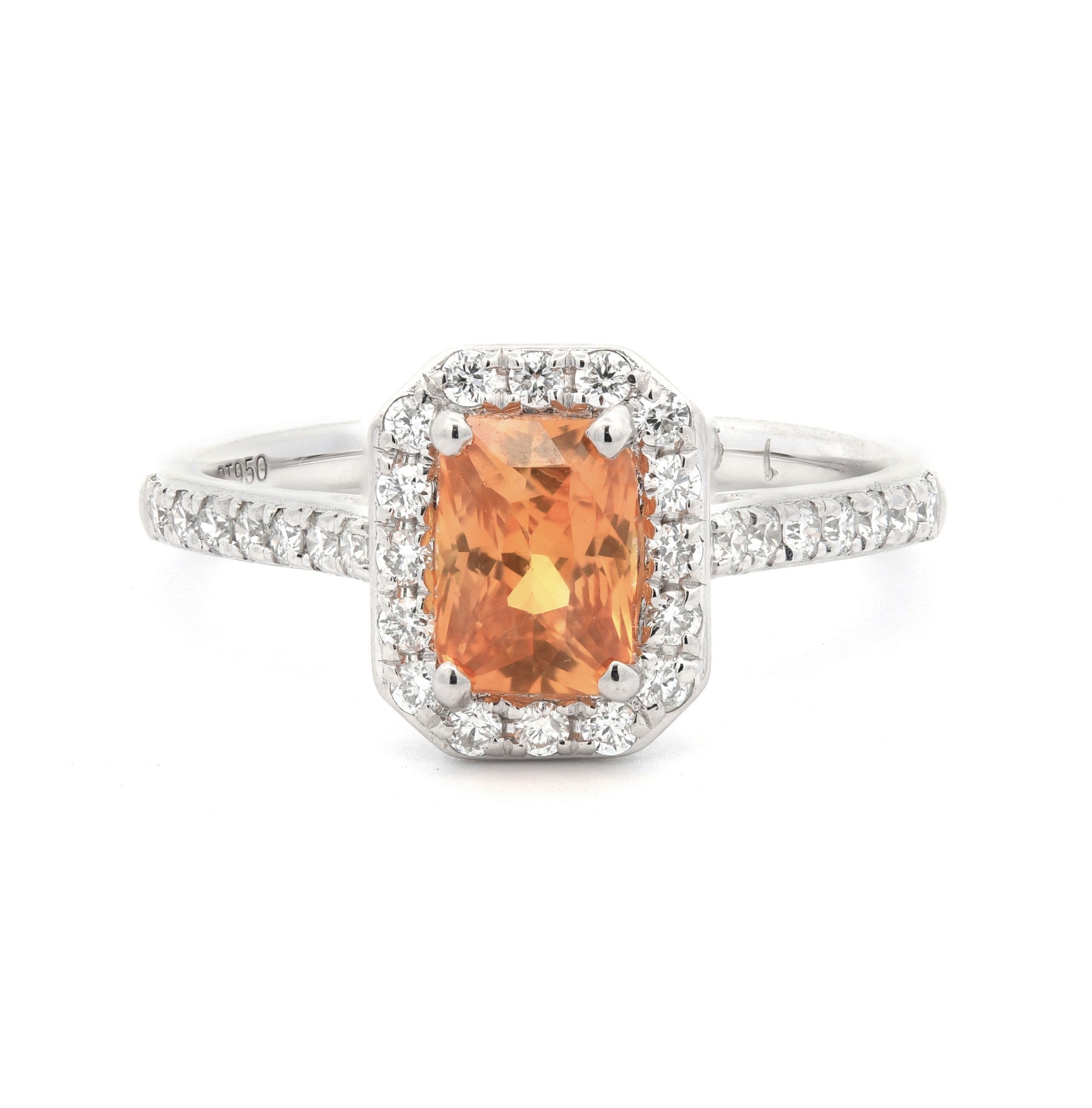 1.34ct yellow sapphire & diamond ring set in a platinum halo