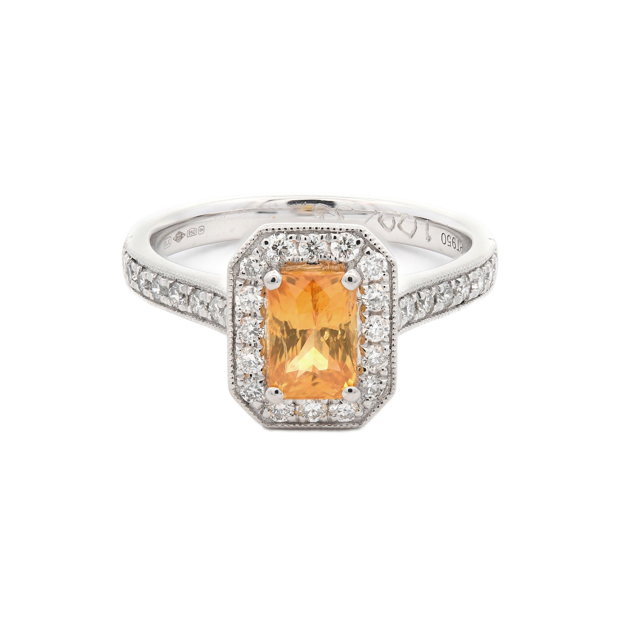 1.44ct yellow sapphire & diamond ring set in a platinum halo