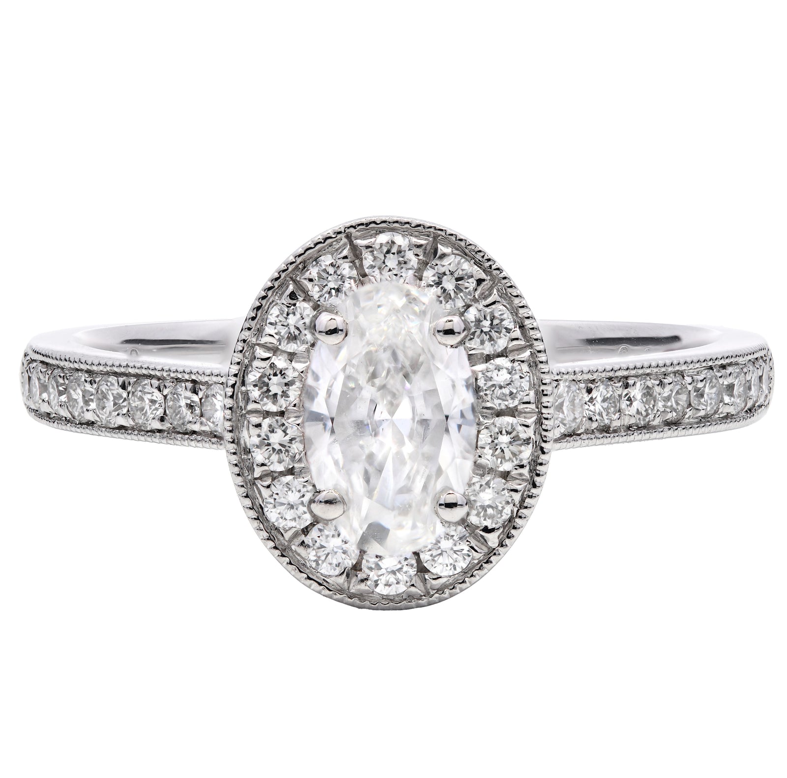SOLD - 0.68ct natural diamond engagement ring, oval cut, F colour, SI1 clarity, GIA certified. Platinum