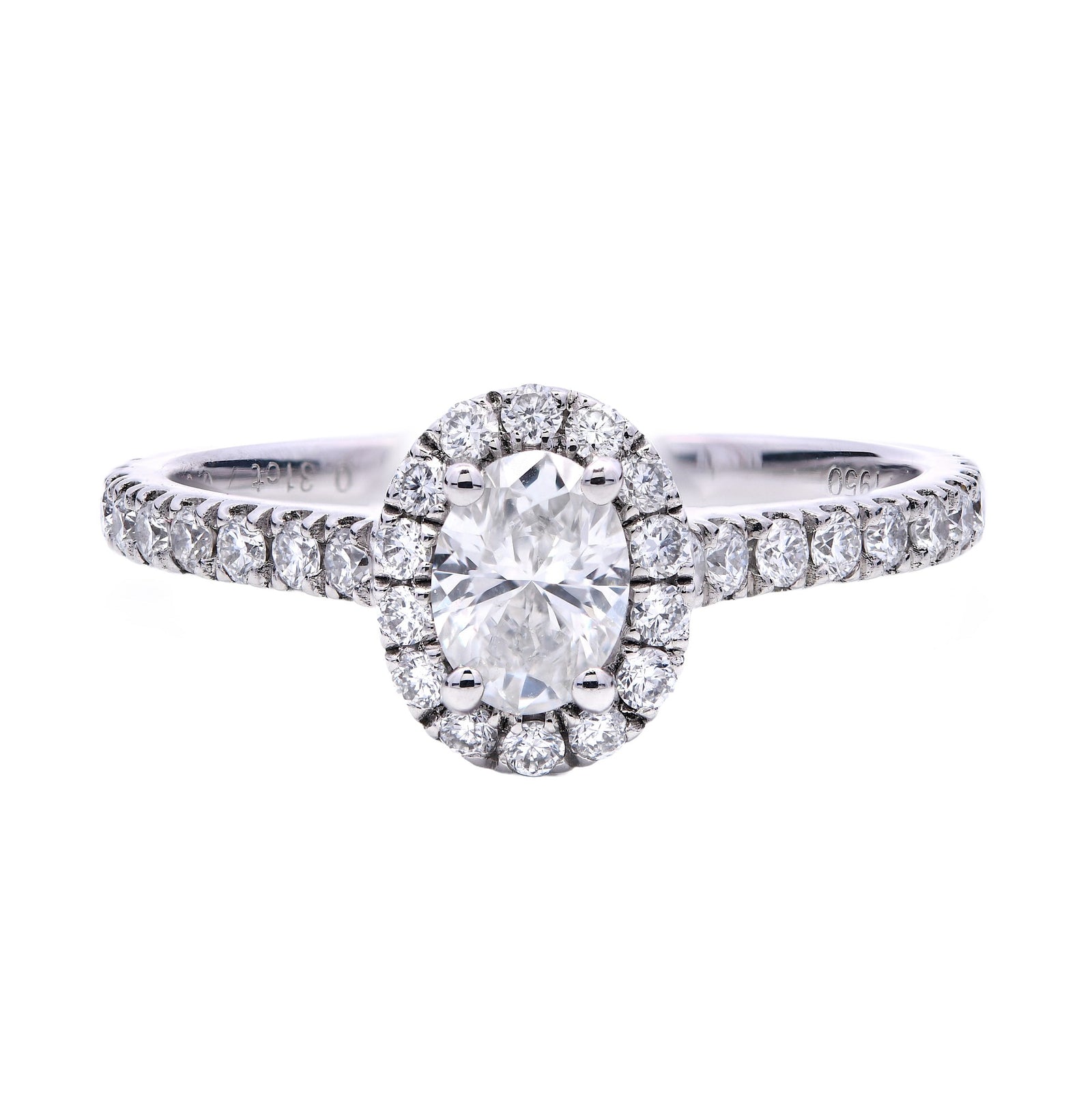 SOLD - 0.65ct natural diamond engagement ring, oval cut, G colour, SI1 clarity, GIA certified. Platinum