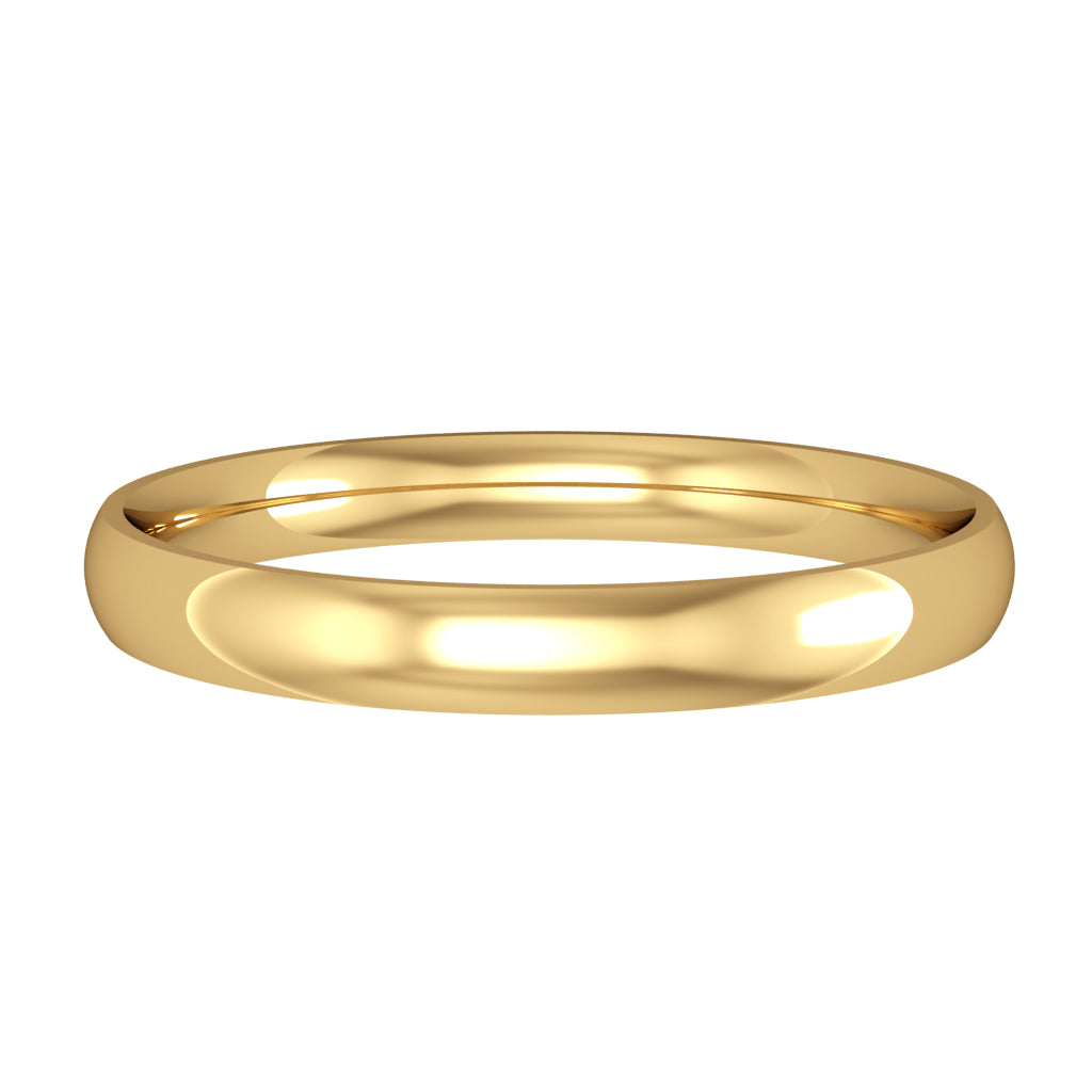 Light court wedding ring, 2.5mm width, 18ct yellow gold, UK made
