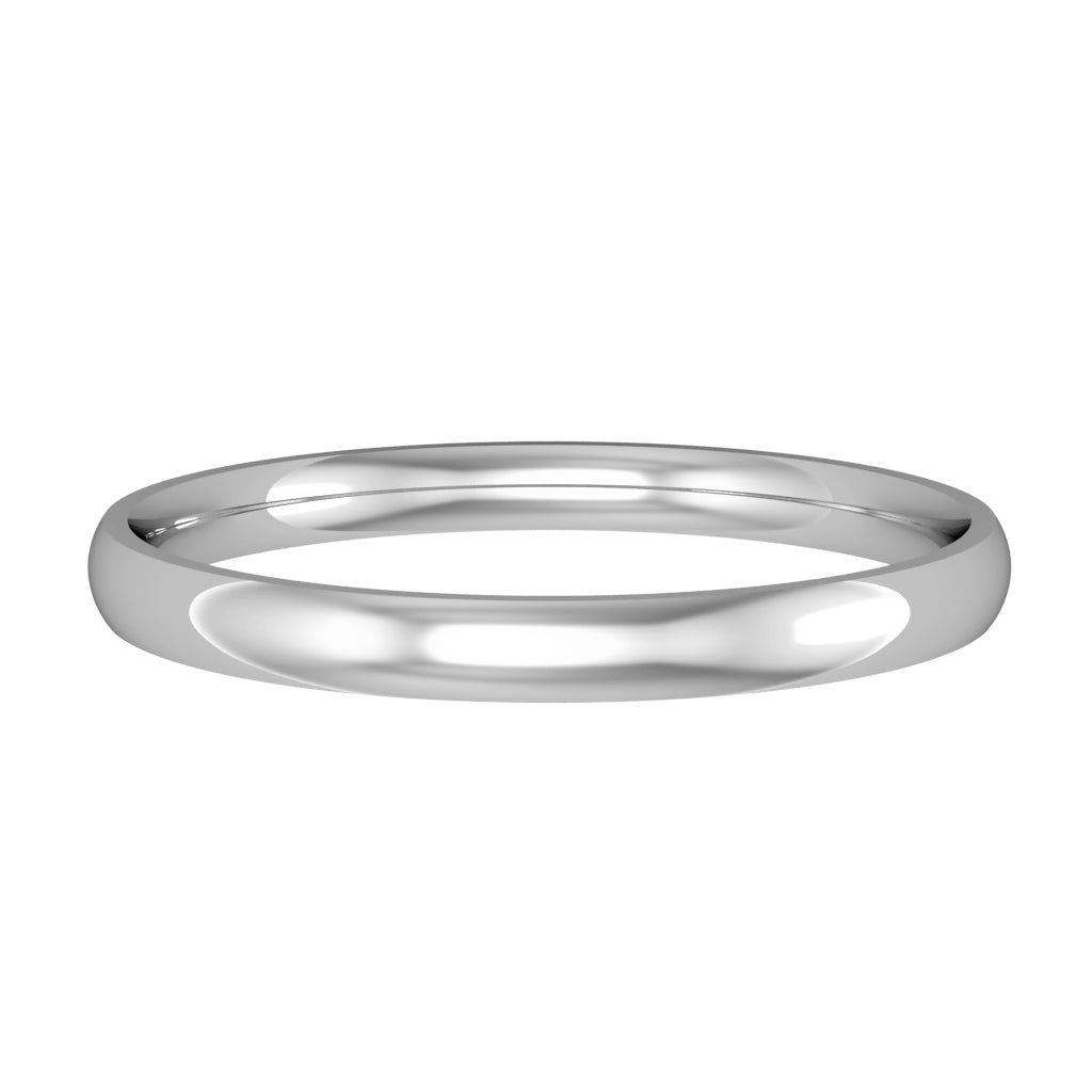 Court wedding ring, 2mm width, 18ct white gold, UK made
