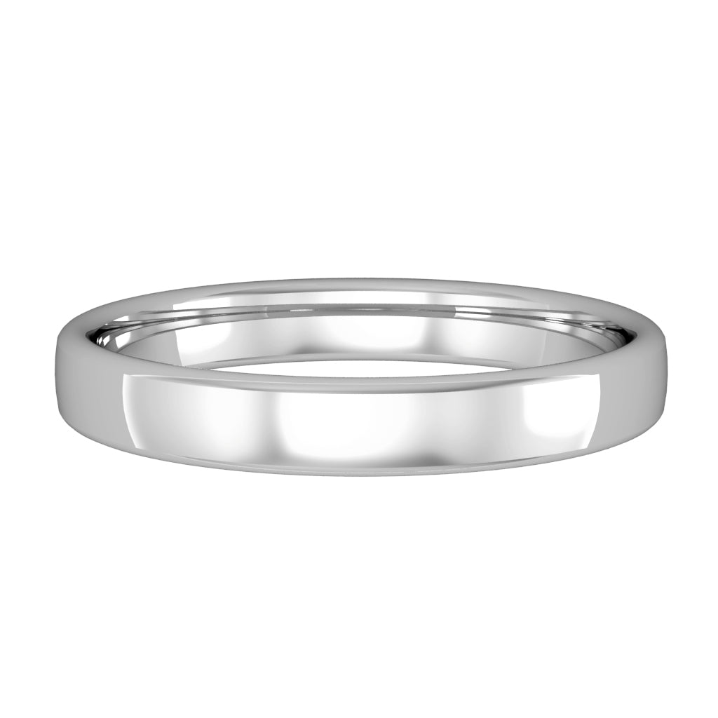 Bombe court wedding ring, 3mm width, platinum, UK made