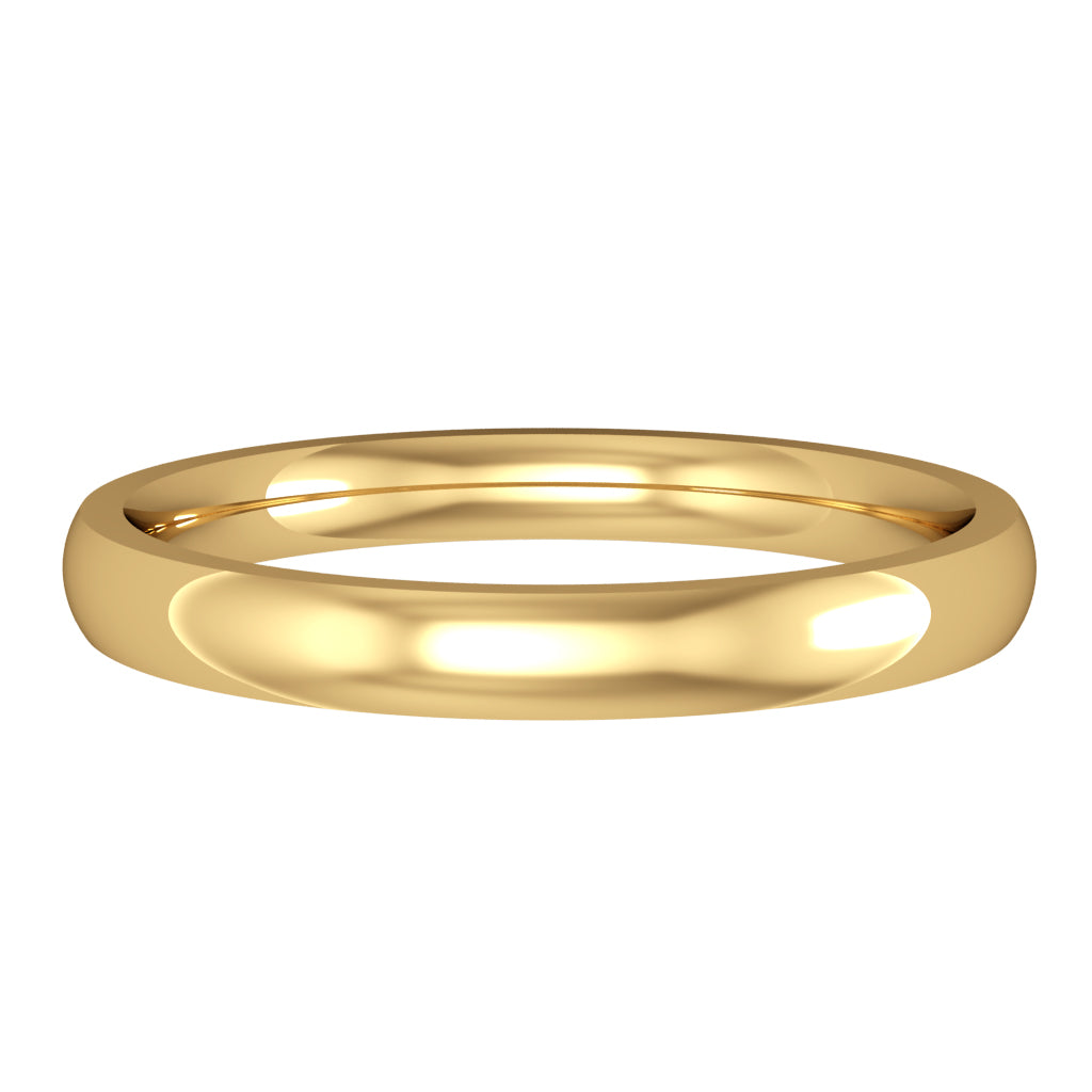 Court wedding ring, 2.5mm width, 18ct yellow gold, UK made
