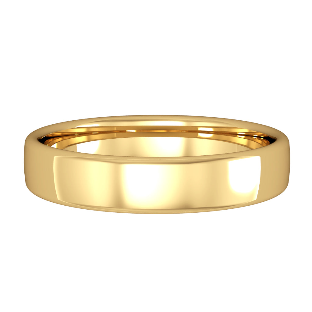 Bombe court wedding ring, 4mm width, 18ct yellow gold, UK made