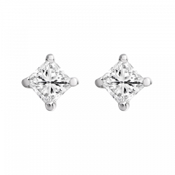 0.38ct princess cut diamond stud earrings, 18kt white gold, G/H colour, SI clarity