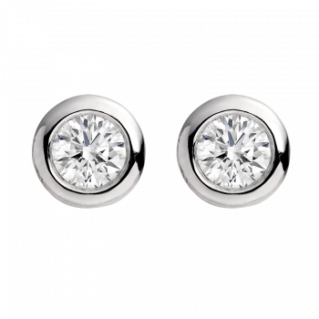0.34ct diamond rubover stud earrings set in 18kt white gold, G/H colour, SI clarity