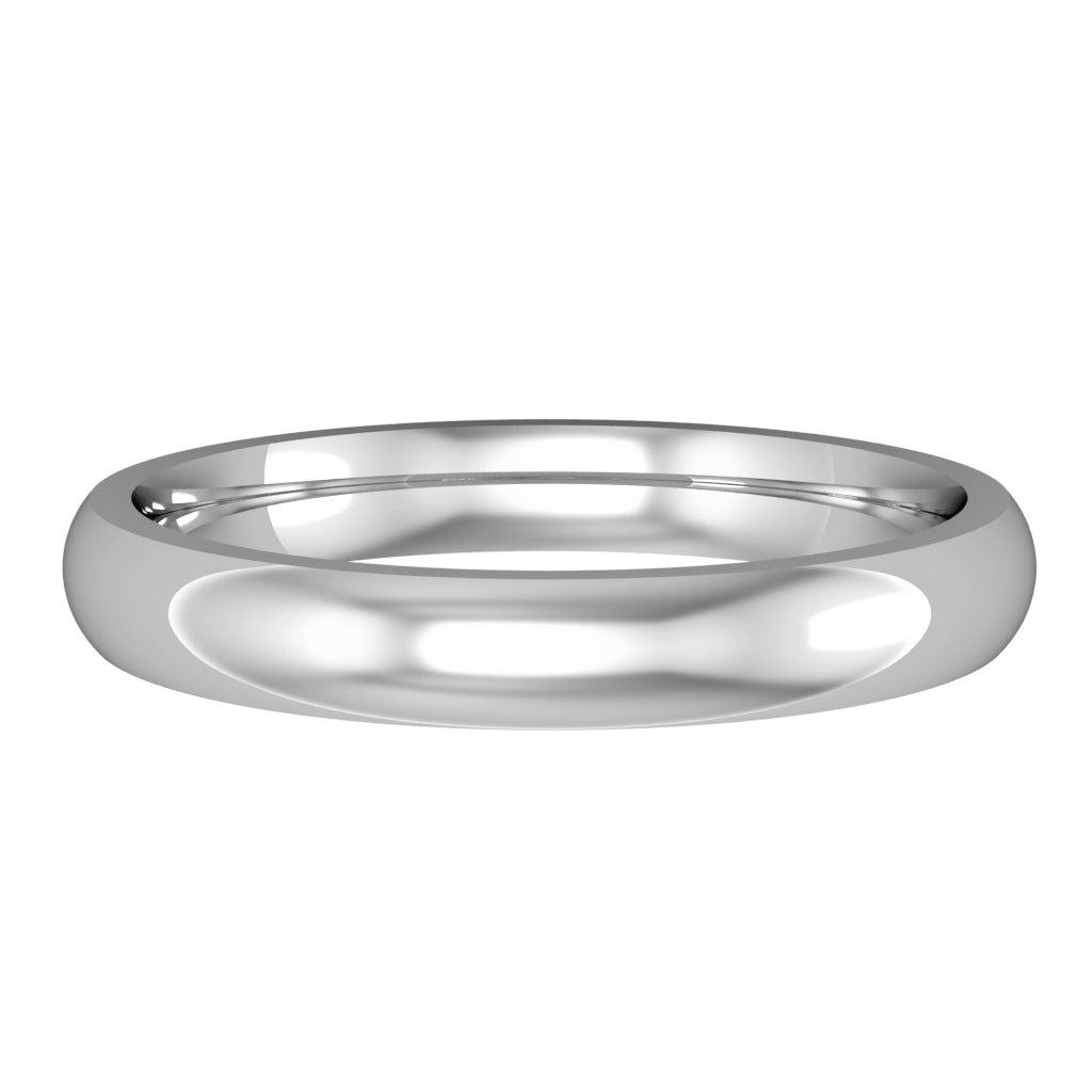 Court wedding ring, 3mm width, platinum, UK made