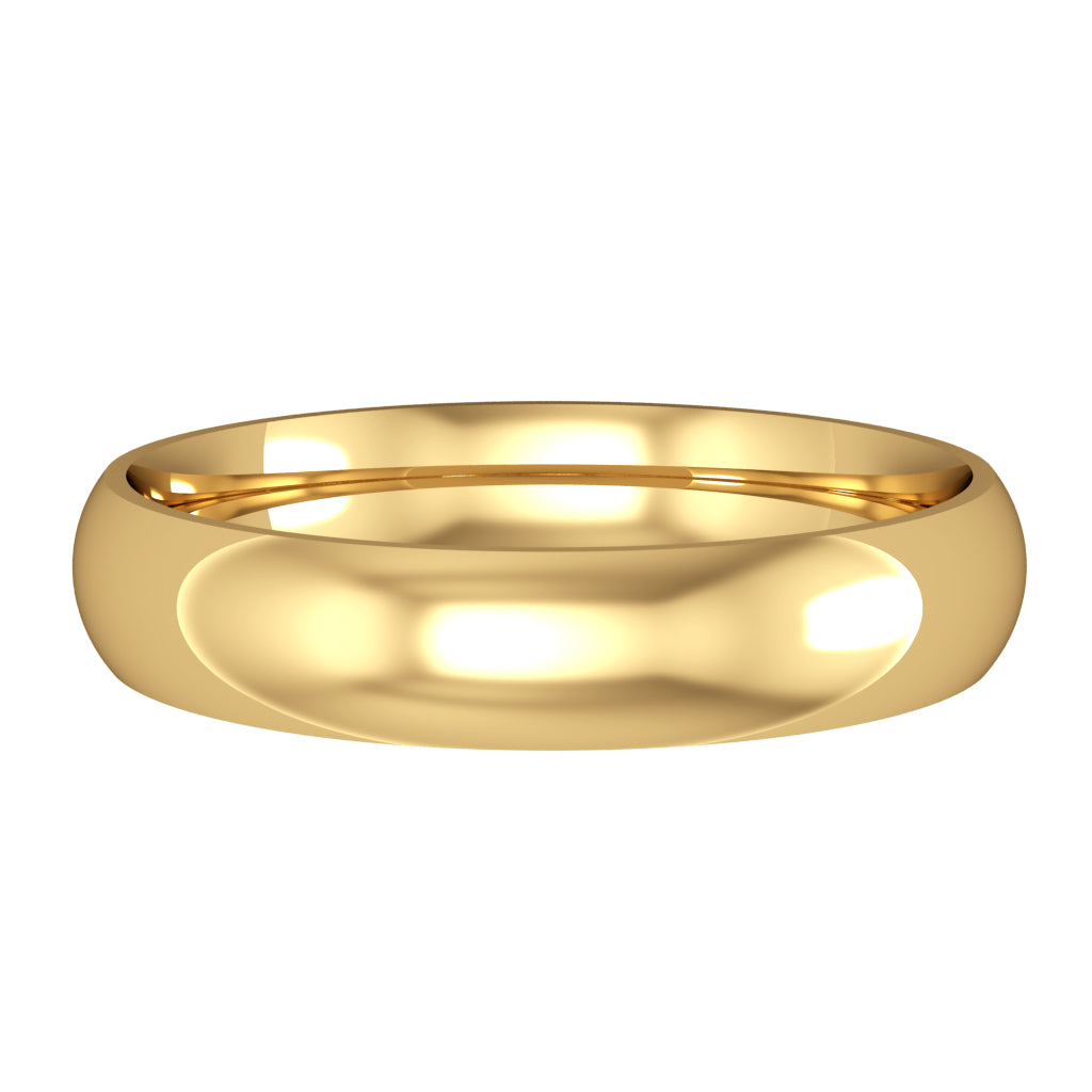 Court wedding ring, 4mm width, 18ct yellow gold, UK made