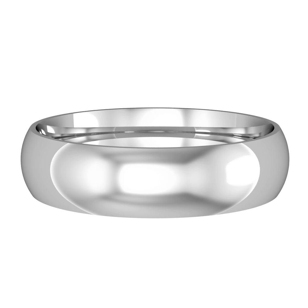 Court wedding ring, 5mm width, 18ct white gold, UK made