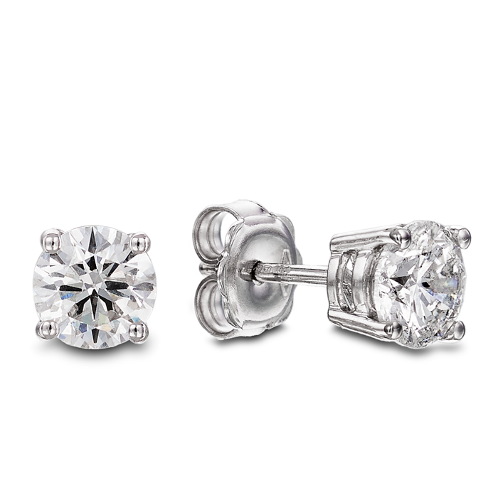 0.50ct natural diamond stud earrings set in 18ct white gold, G/H colour, I1 clarity