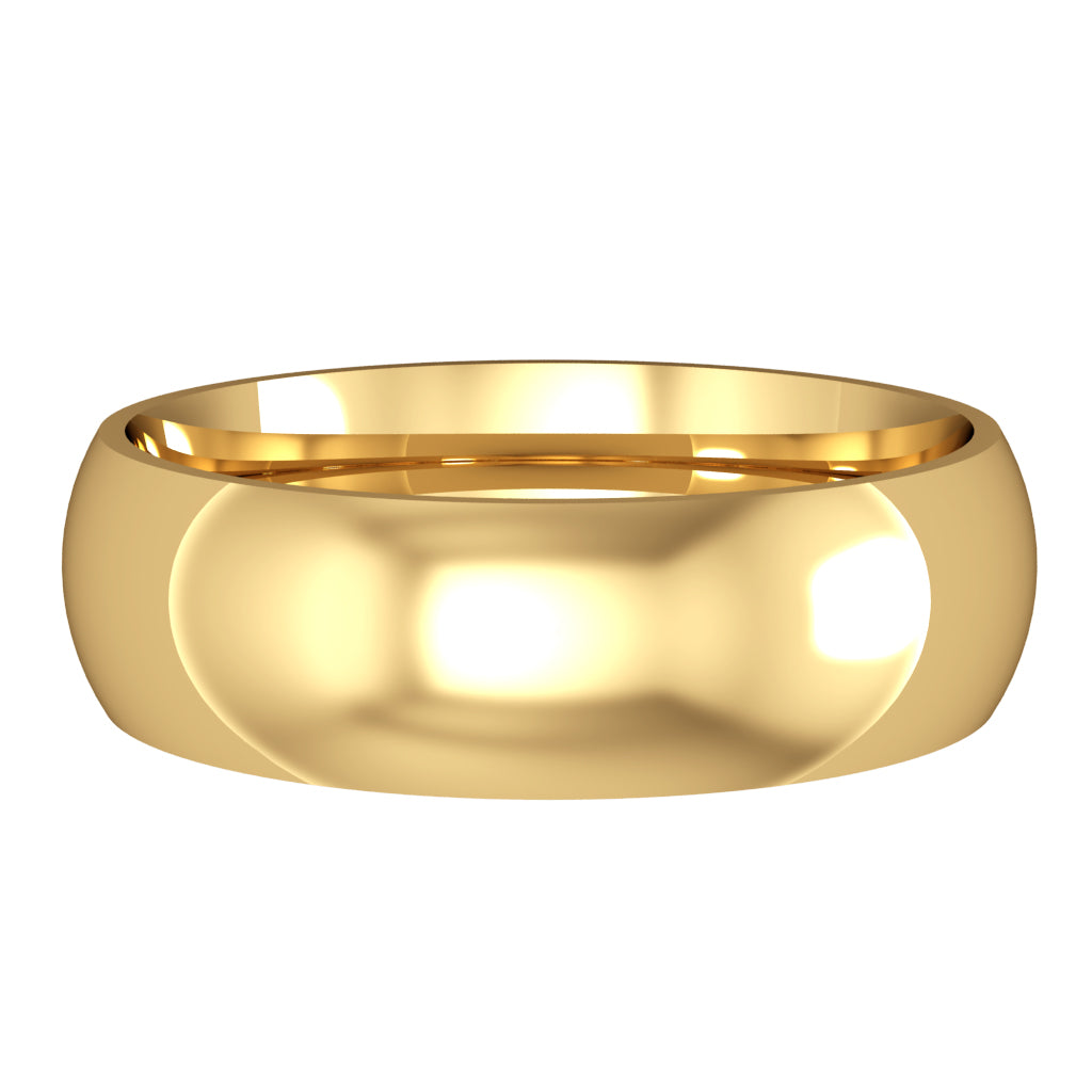 Court wedding ring, 6mm width, 18ct yellow gold, UK made