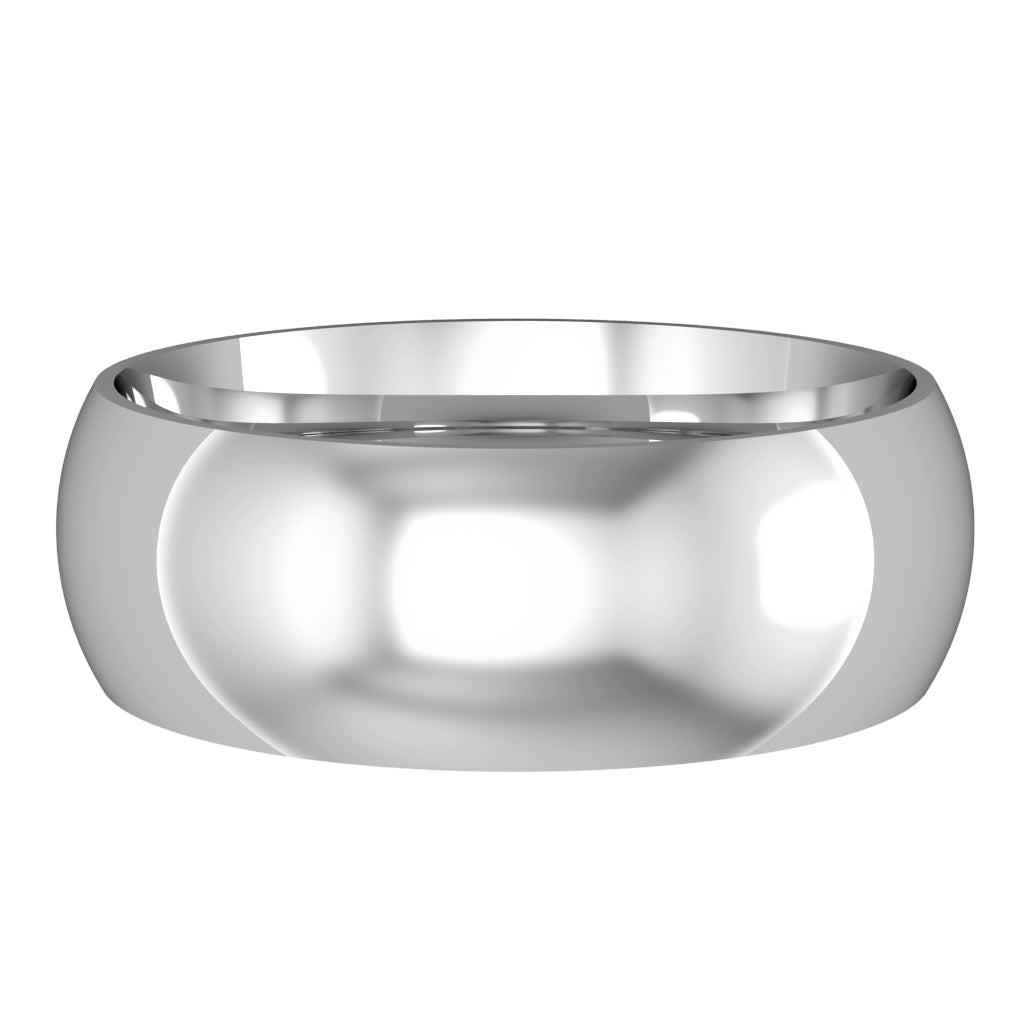 Court wedding ring, 7mm width, platinum, UK made