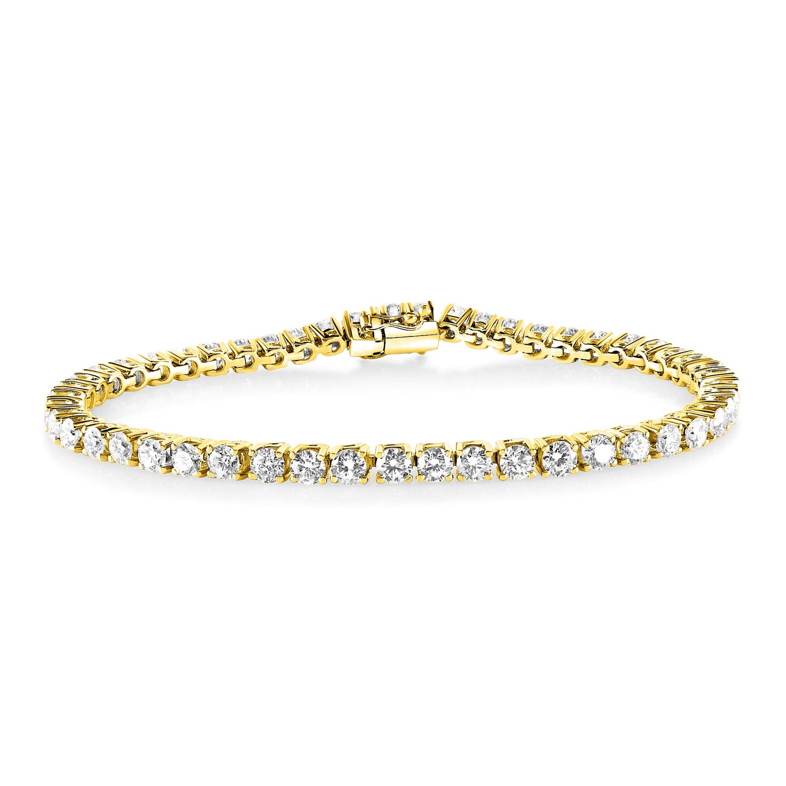 4.14ct round brilliant cut diamond tennis bracelet, 18ct yellow gold, G/H colour, SI clarity