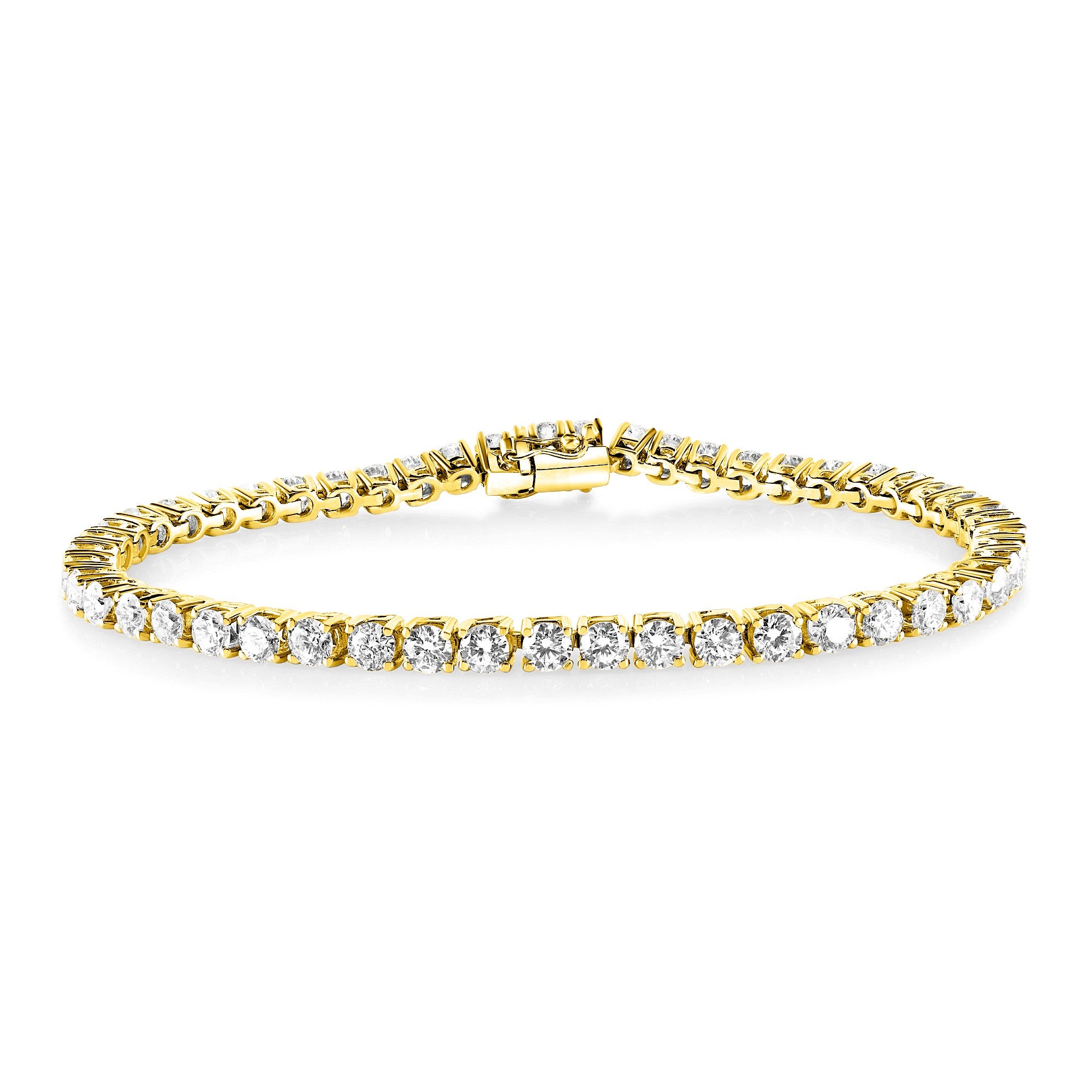 4.14ct round brilliant cut diamond tennis bracelet, 18ct yellow gold, G/H colour, SI clarity