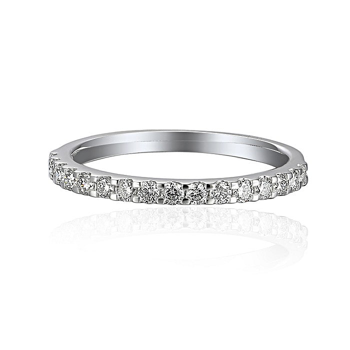 0.75ct round brilliant diamond eternity ring, platinum, D colour, SI1 clarity