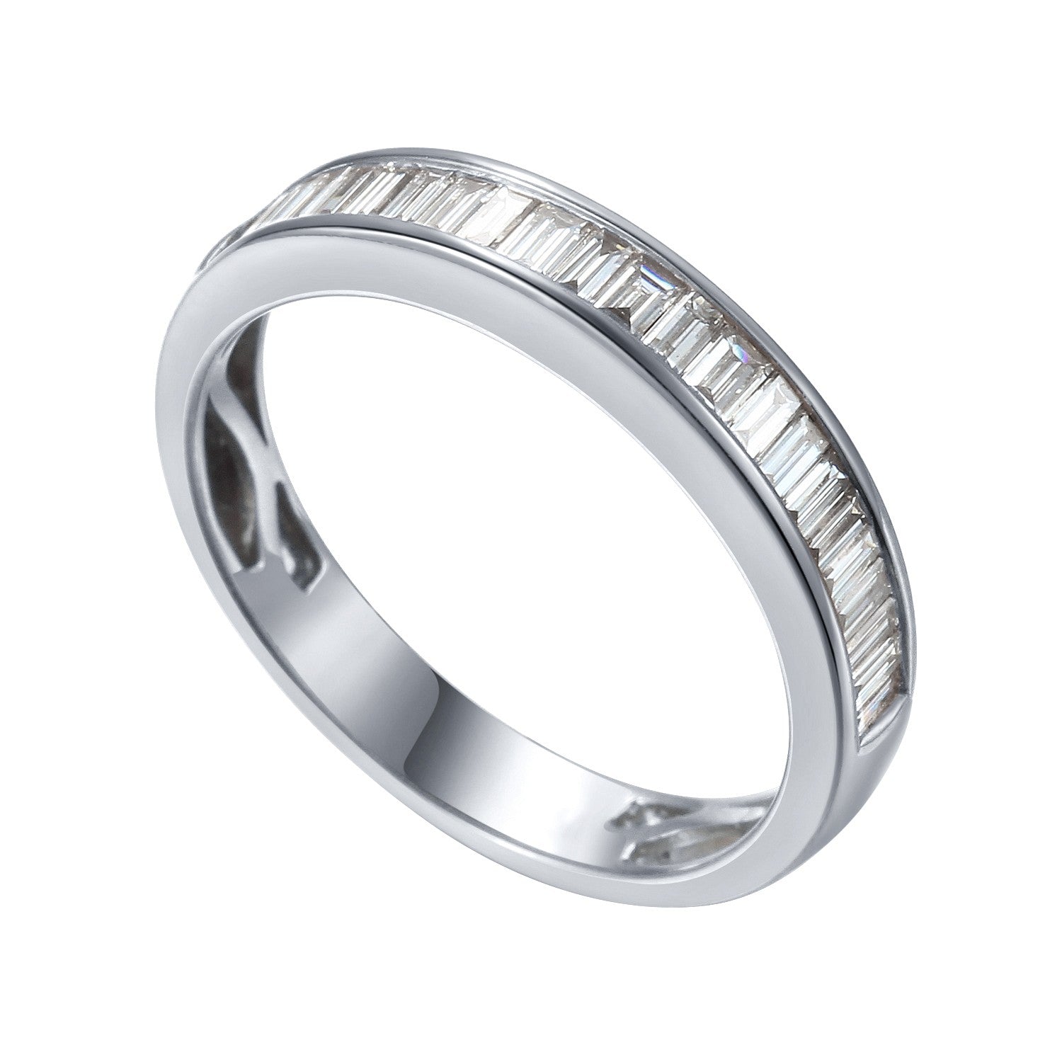 1.04ct baguette cut diamond eternity ring set in platinum, G, VS2