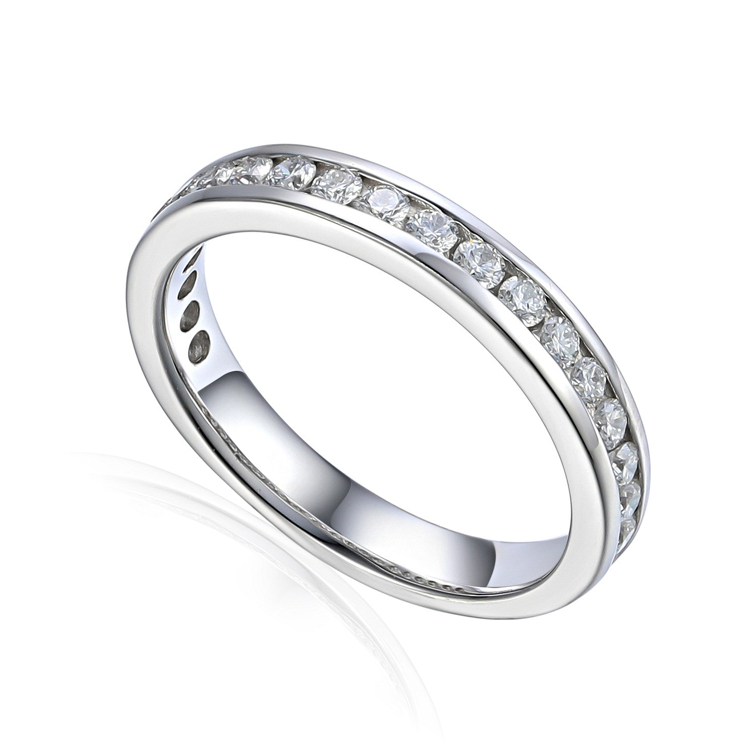 0.35ct round brilliant cut natural diamond wedding ring, platinum, G colour, VS2 clarity, WGI certified