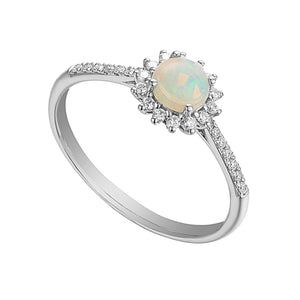 0.44ct opal & diamond ring set in 18ct white gold